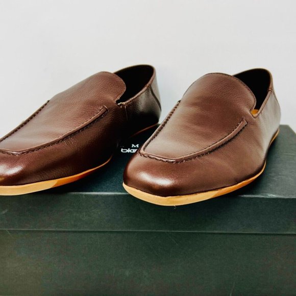 Men's Bloomingdale's 141282 Flat Last Push Down Apron Brown Leather Men's Shoes - Picture 6 of 6